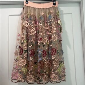 Aratta Multicolor Embroidered Mesh Skirt